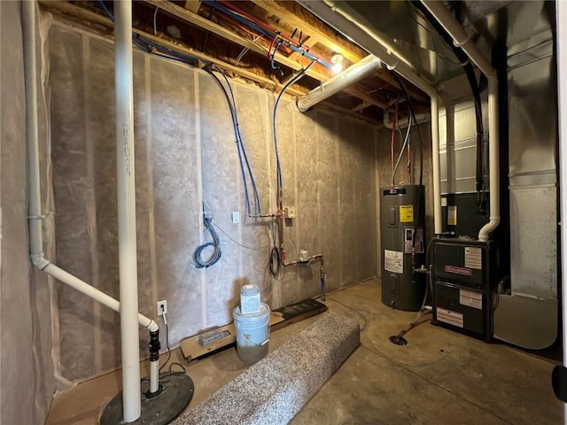 utility room featuring electric water heater