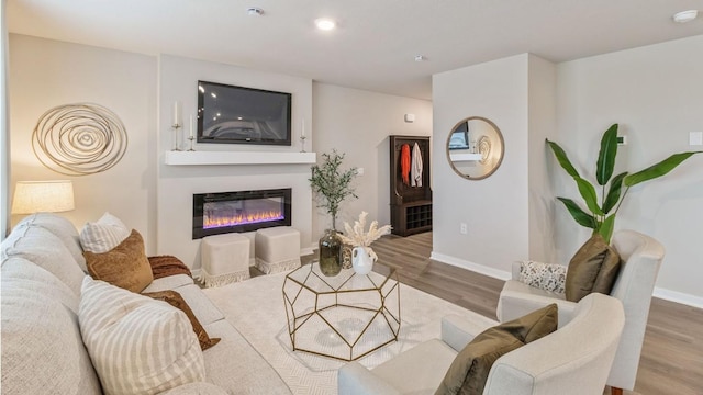 living room with hardwood / wood-style flooring