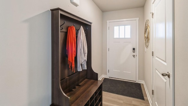 mudroom featuring light hardwood / wood-style floors