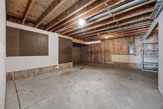 basement with electric panel