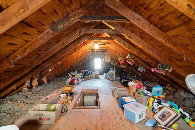 view of unfinished attic