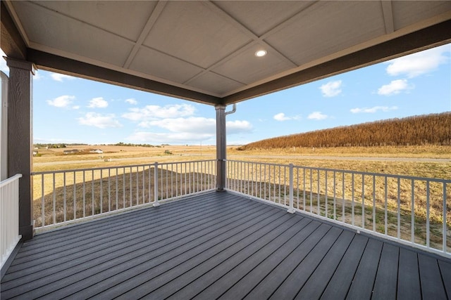 deck featuring a rural view