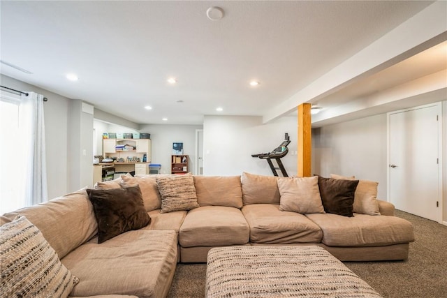 living room featuring carpet flooring