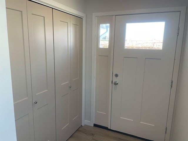 foyer with light hardwood / wood-style floors