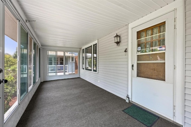 view of unfurnished sunroom