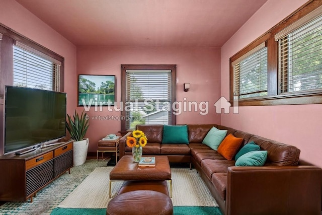 living room featuring plenty of natural light