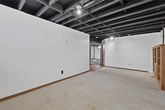 basement with carpet floors