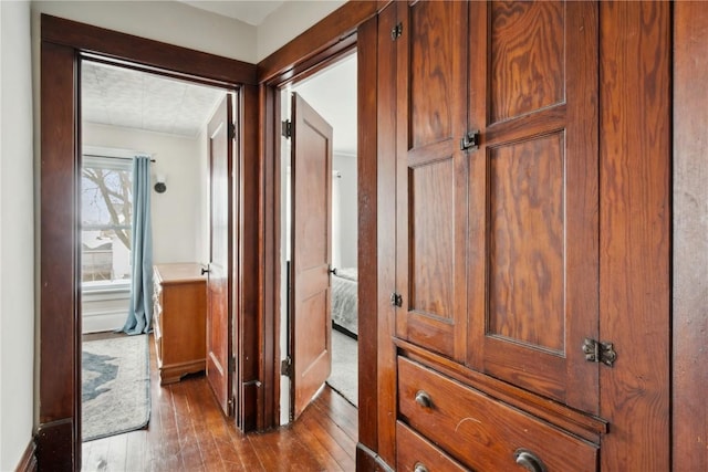 hall featuring dark wood-style floors