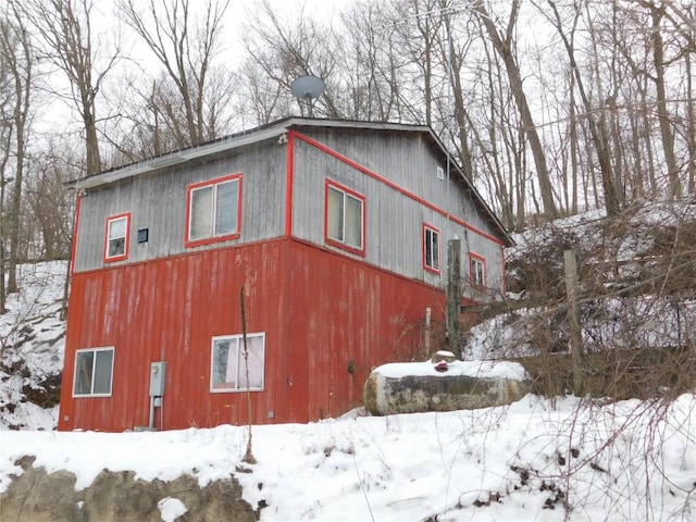 view of snow covered exterior