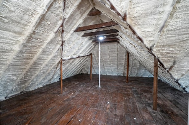 view of unfinished attic