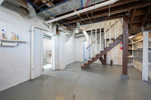 unfinished basement with stairway