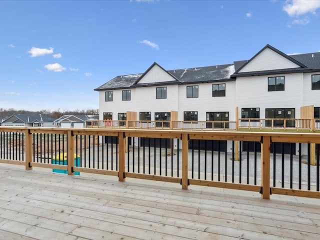 deck with a residential view