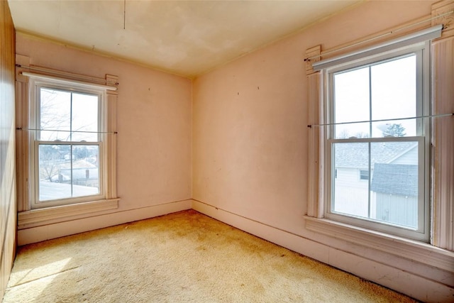 spare room with plenty of natural light and carpet flooring