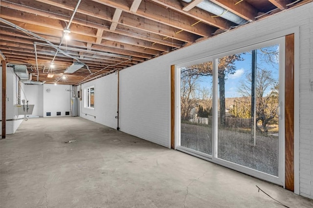 basement with water heater