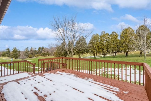 wooden terrace with a yard