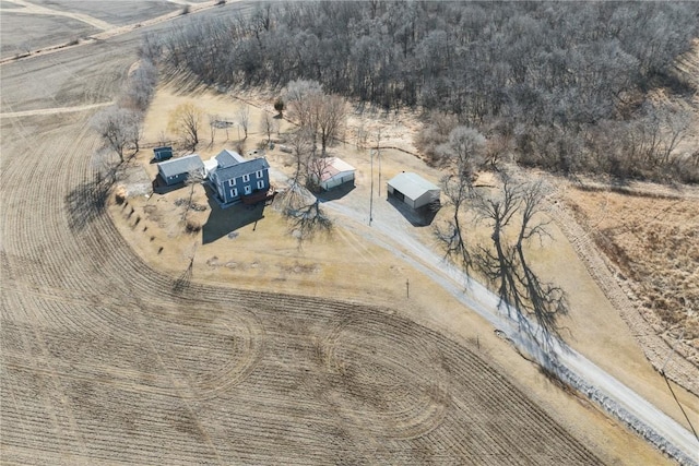 birds eye view of property with a rural view