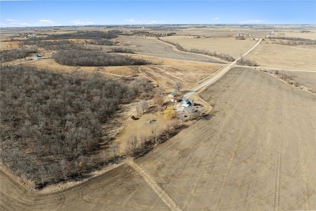 bird's eye view with a rural view