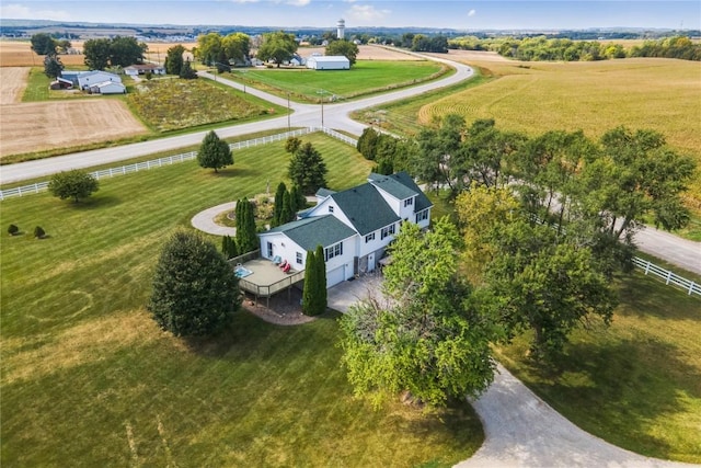 aerial view featuring a rural view