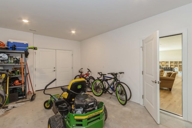 garage with recessed lighting