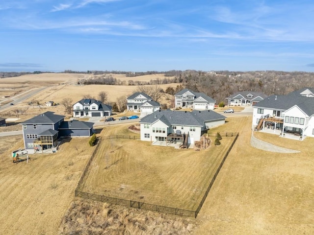 birds eye view of property with a residential view