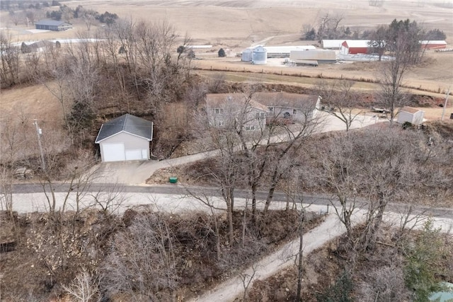 bird's eye view with a rural view