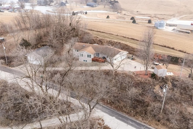 aerial view featuring a rural view