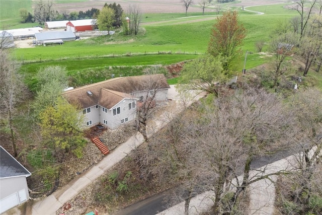 bird's eye view with a rural view