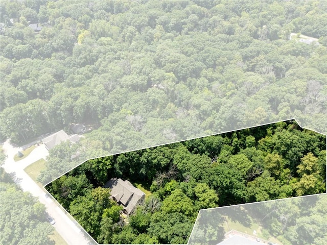 bird's eye view featuring a view of trees