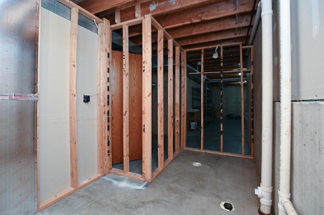 view of unfinished basement