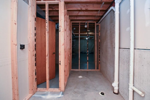 view of unfinished basement