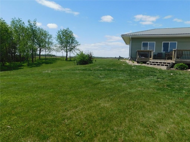 954 Monroe Ave, Tipton, IA 52772 - view of green lawn with a wooden deck