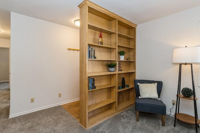 living area featuring baseboards