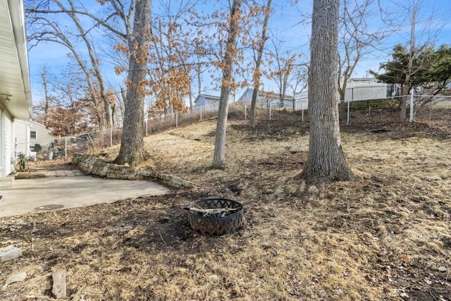 view of yard featuring a patio and a fenced backyard