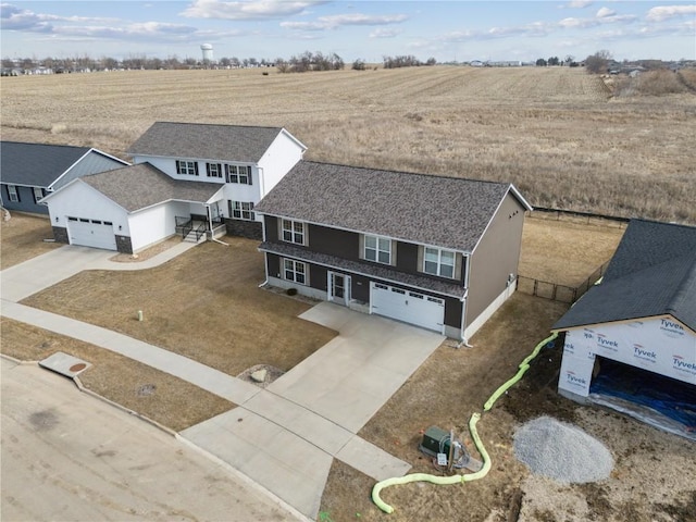 drone / aerial view with a rural view