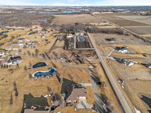 aerial view with a rural view