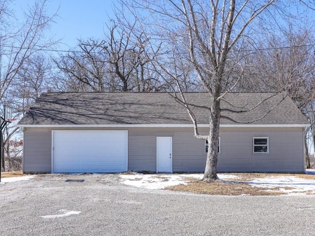 view of snow covered garage