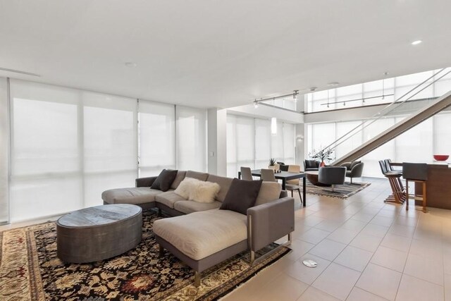 view of tiled living room