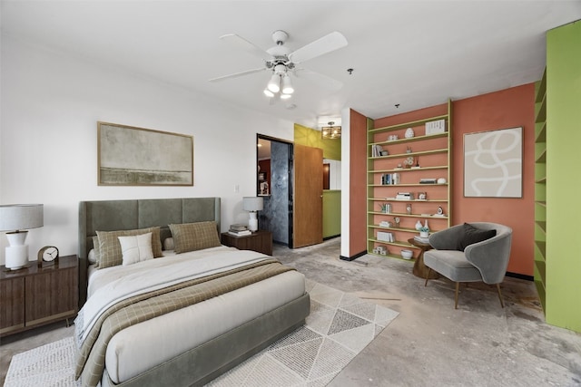 400 1st St SE Unit 203, Cedar Rapids, IA 52401 - bedroom featuring concrete floors and ceiling fan