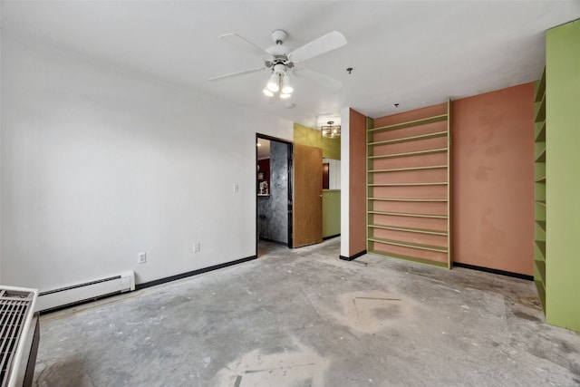 400 1st St SE Unit 203, Cedar Rapids, IA 52401 - unfurnished bedroom featuring baseboard heating, concrete flooring, and a ceiling fan