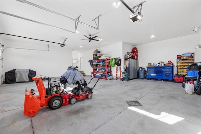 garage with a garage door opener