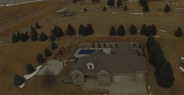 aerial view with a rural view