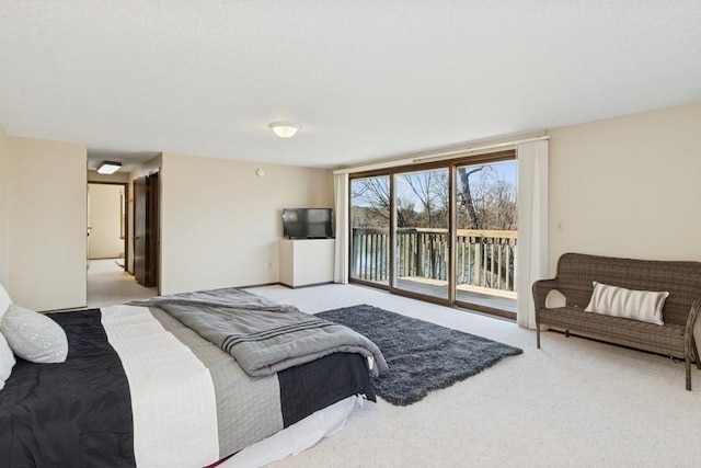 carpeted bedroom with access to exterior