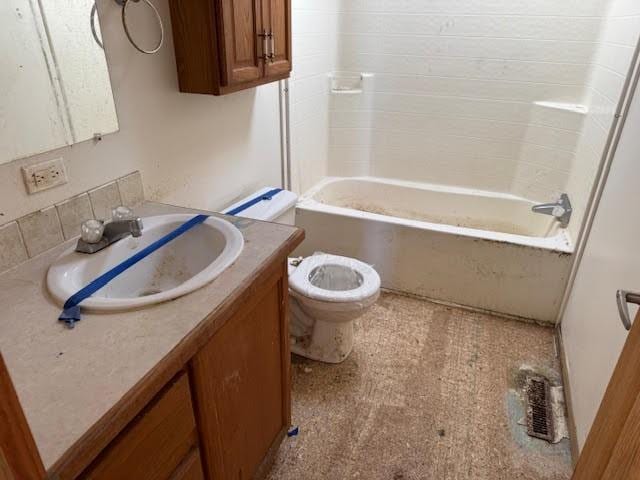 full bathroom featuring vanity, toilet, and tub / shower combination