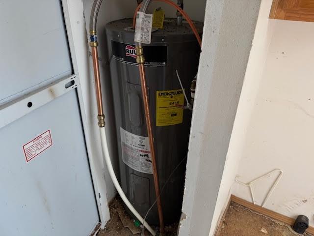 utilities with heating unit and electric water heater