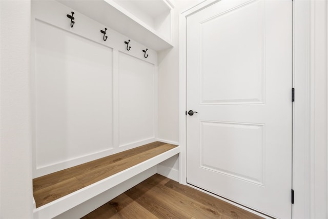 mudroom with wood finished floors