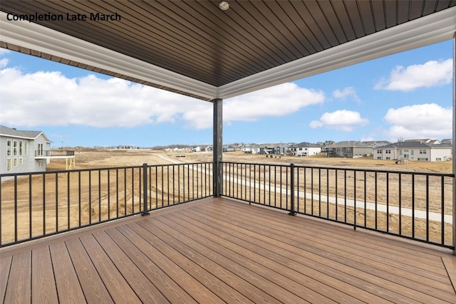 deck with a residential view