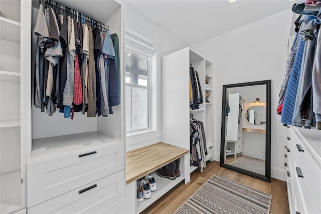 spacious closet featuring light wood finished floors