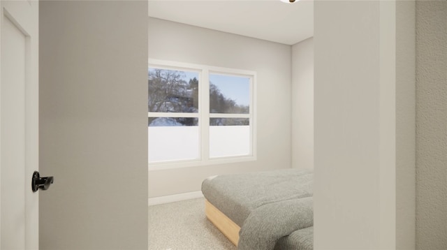 carpeted bedroom featuring baseboards