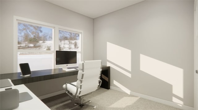 office space with carpet flooring and baseboards