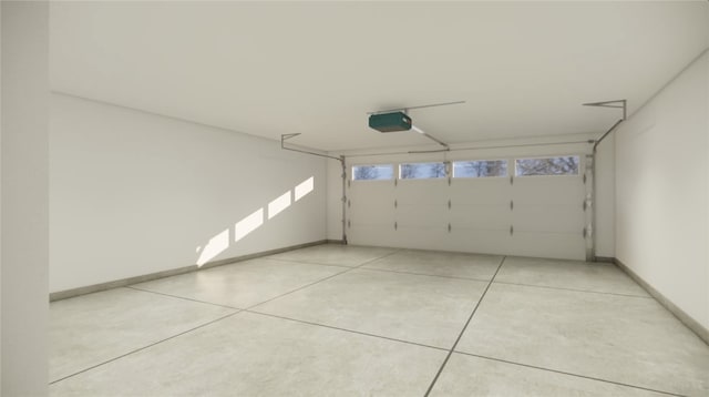 garage with a garage door opener and baseboards